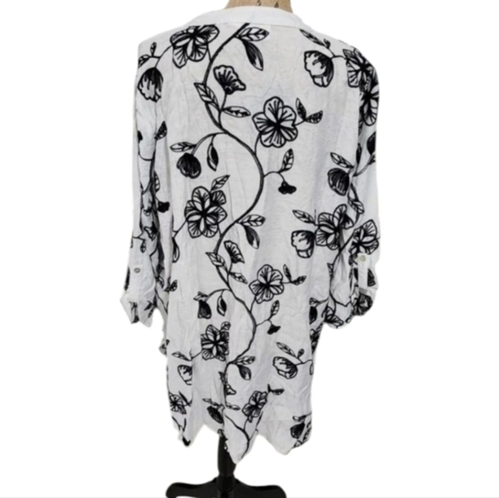 Anthropologie x Kindred embroidered black white blouse Tunic plus size 3X new - Picture 2 of 8